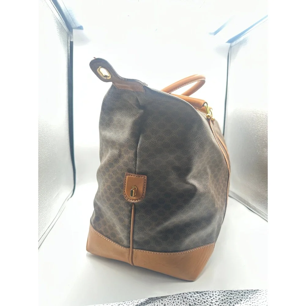 Vintage Celine Macadam Canvas Boston Bag XL Weekender Travel Duffle Carry-On - Picture 4 of 15
